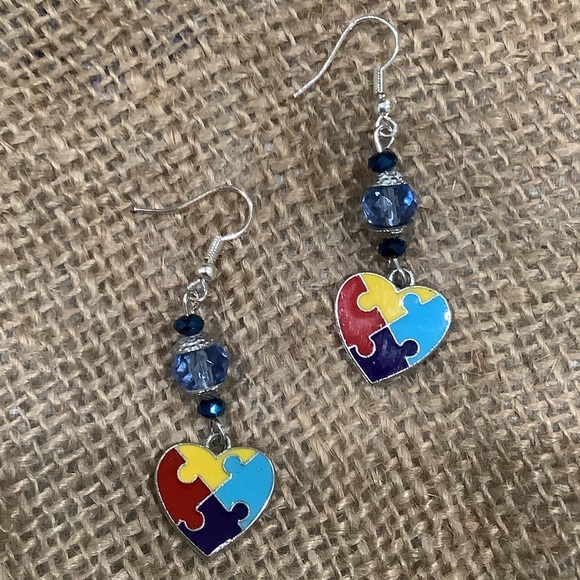 Autism awareness glass earrings - Picture 4 of 4